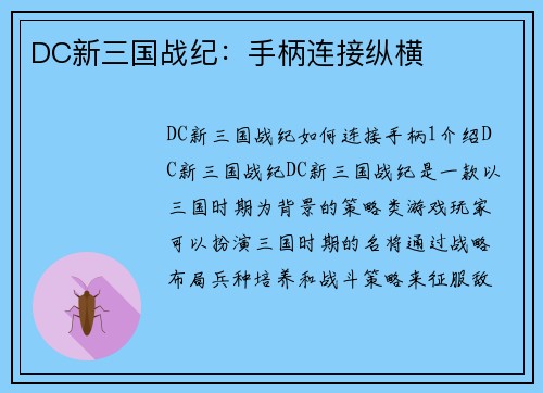 DC新三国战纪：手柄连接纵横